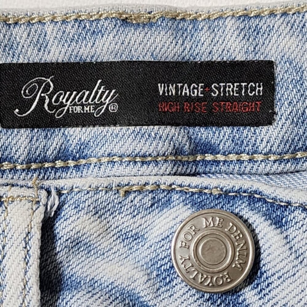 Royalty Upcycled Patchwork Light Wash High Rise F… - image 7